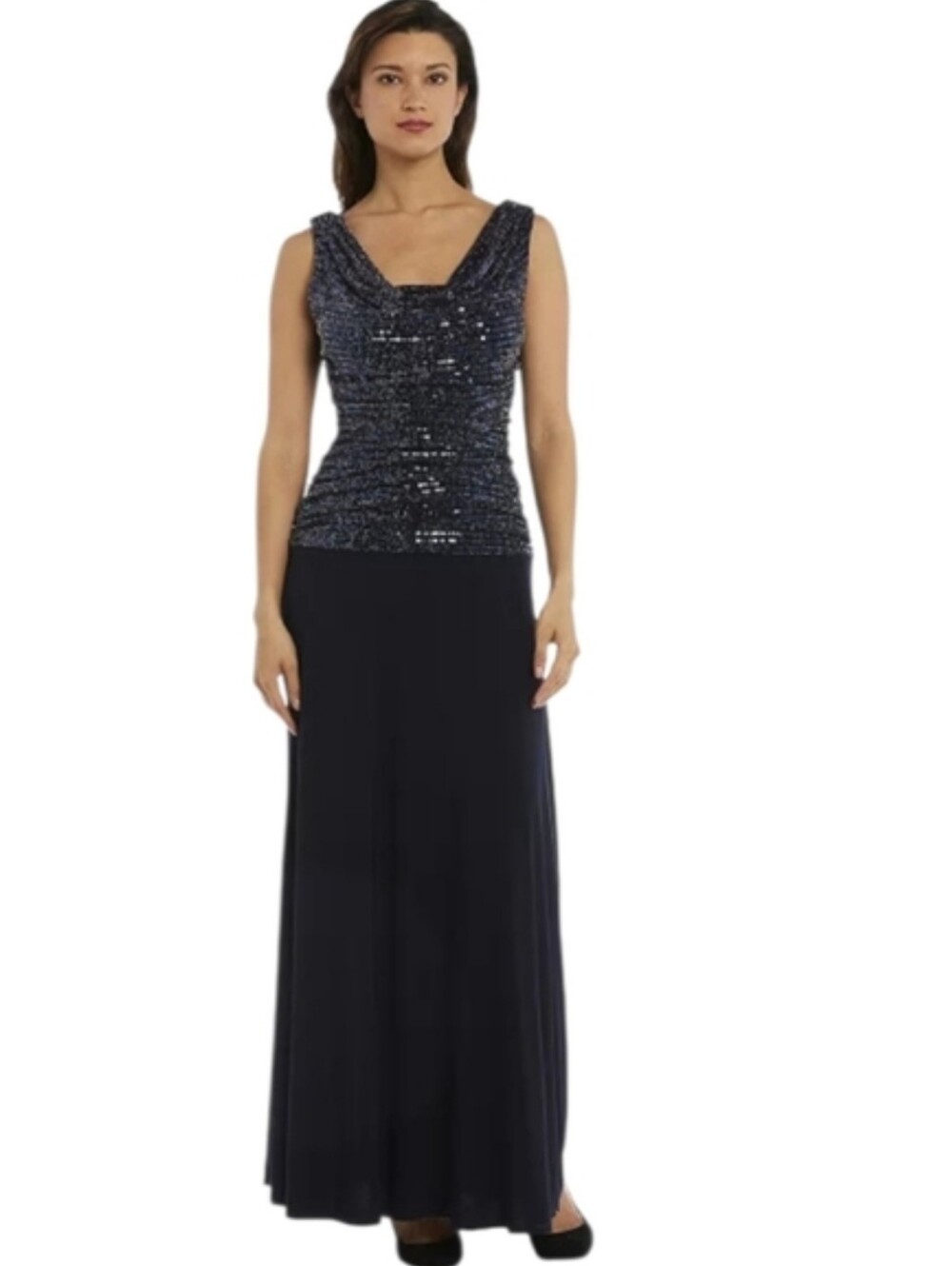 R & M Richards Petite Metallic Maxi-dress Mother Of The Bride Dress - Picture 4 of 11